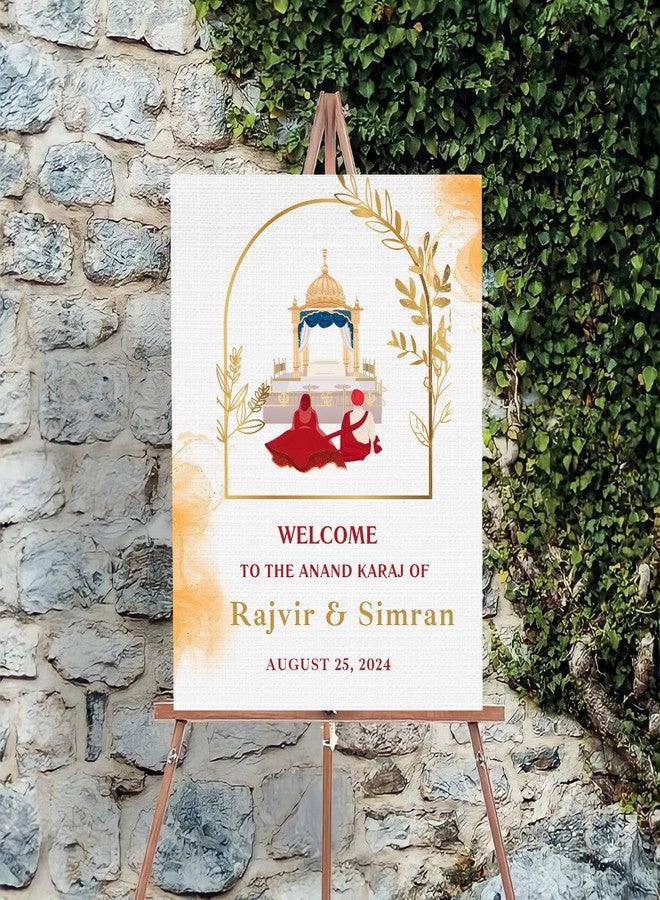 Theme My Party Indian Wedding Ceremony Sign Board - Personalized Welcome Board for Wedding - Image 1